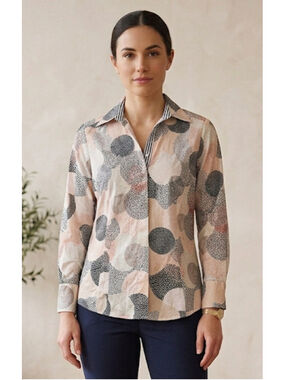 Investment Gold Label Abstract Dot Geometric Button Down Shirt - Size 0 Small